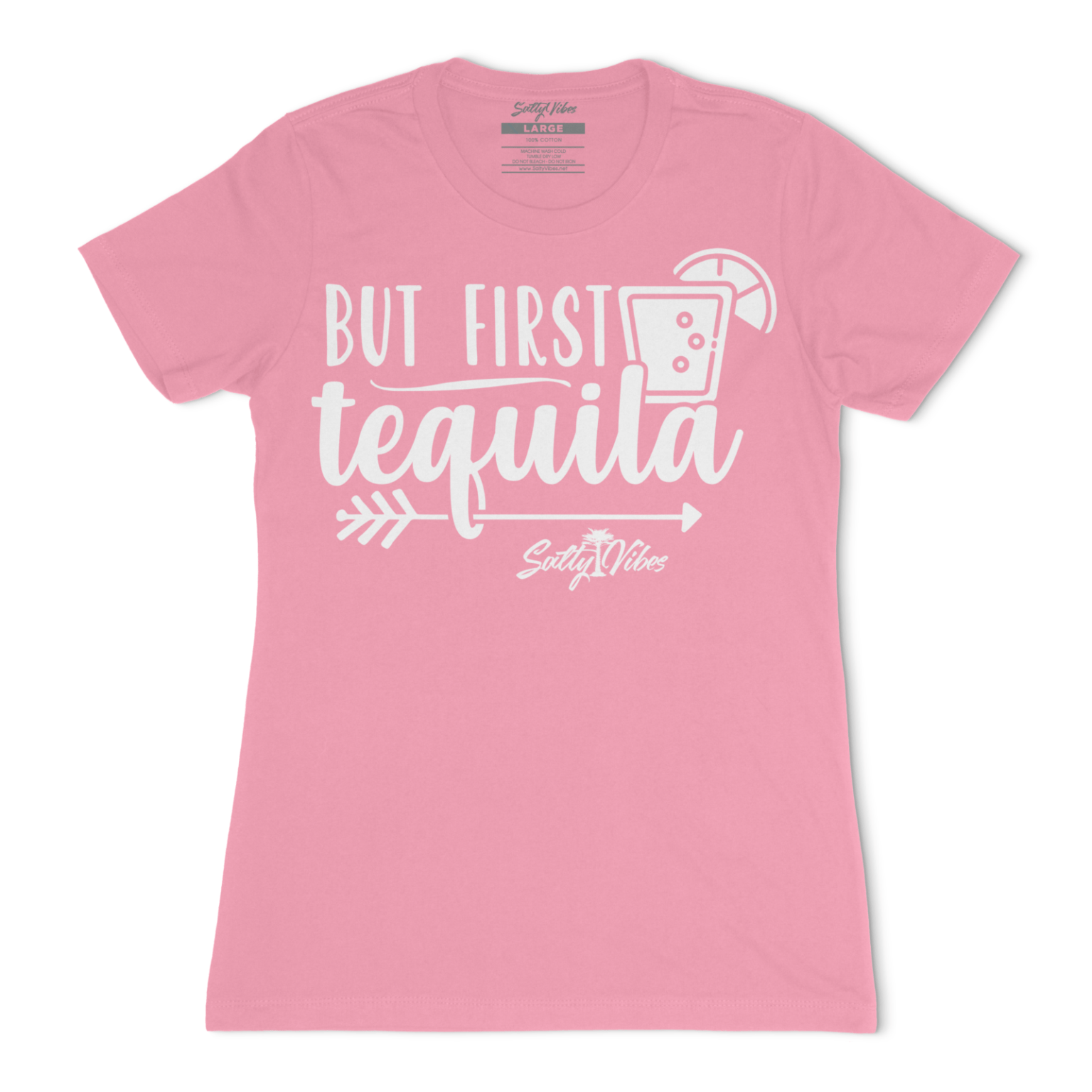 but first tequila women t shirt light pink