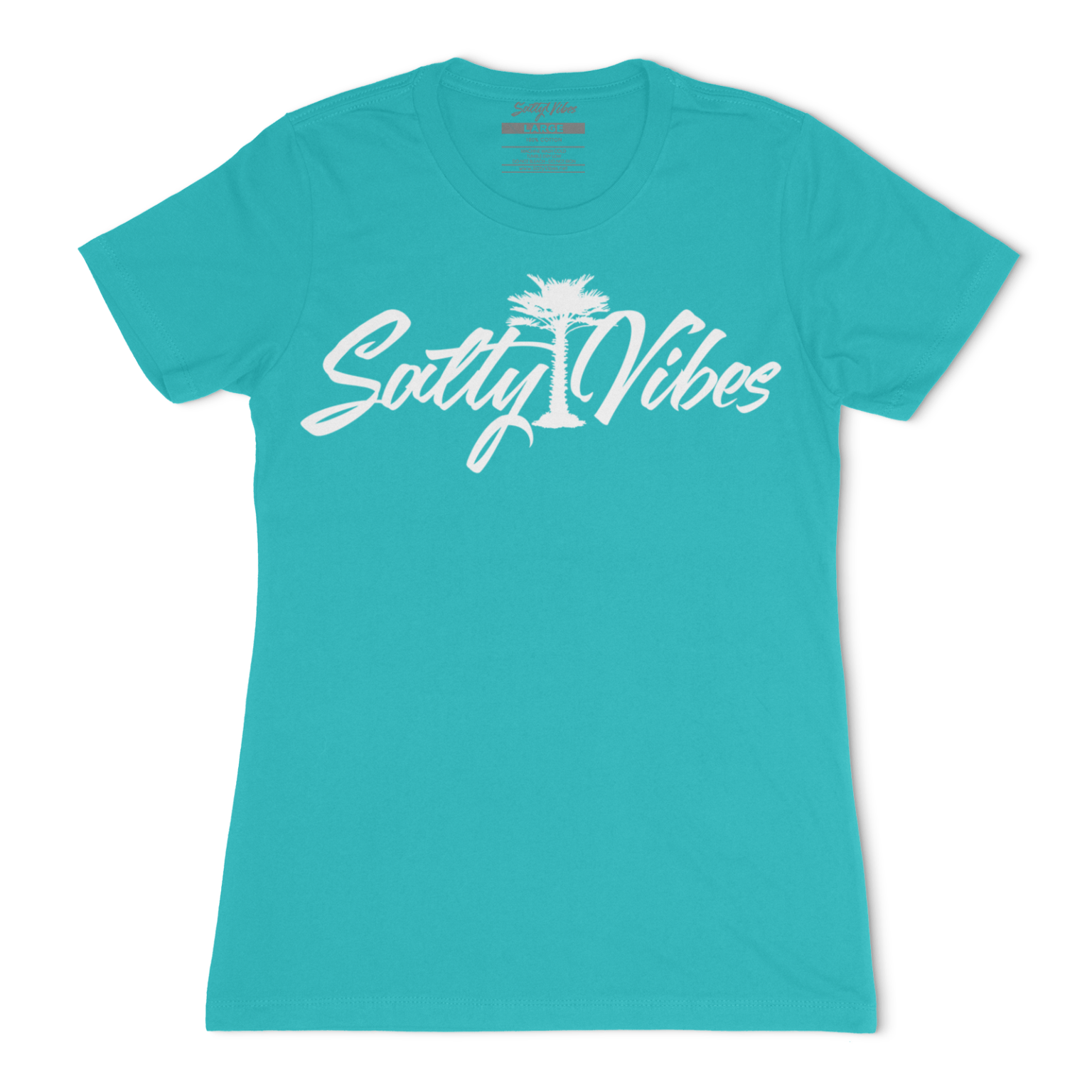 palm tree womens t shirt tahiti blue