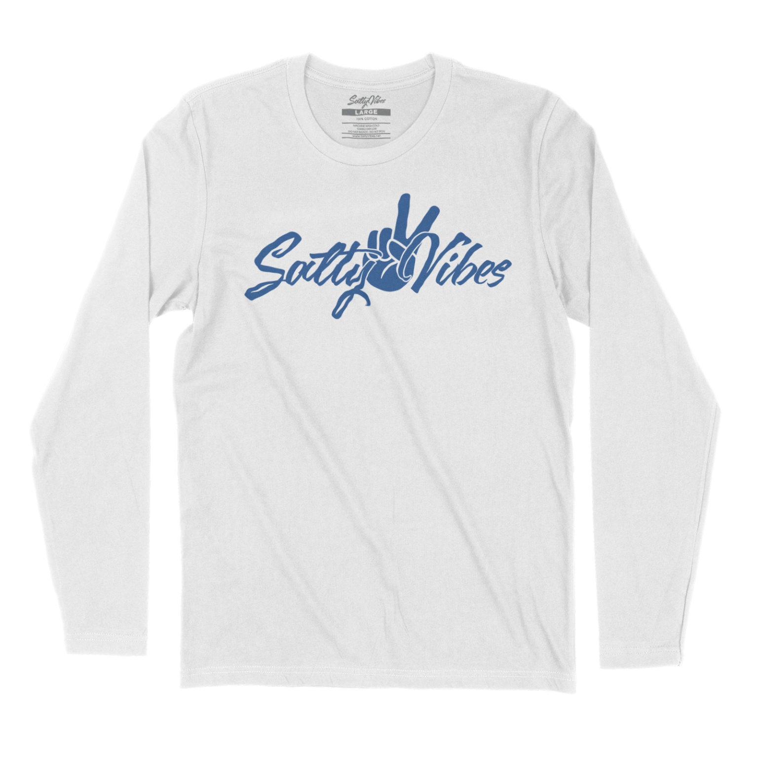 peace finger unisex long sleeve white