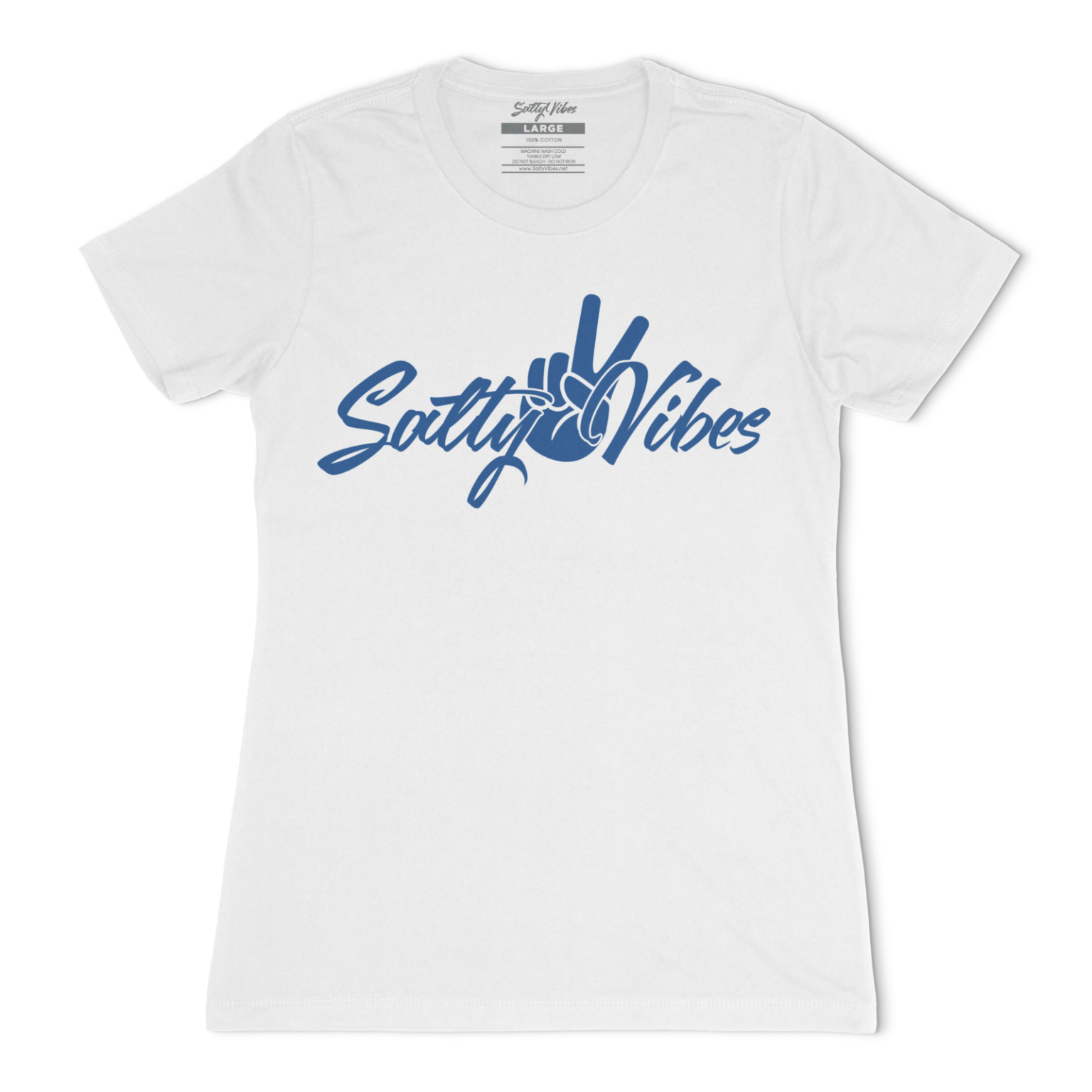 peace fingers womens fitted tshirt white