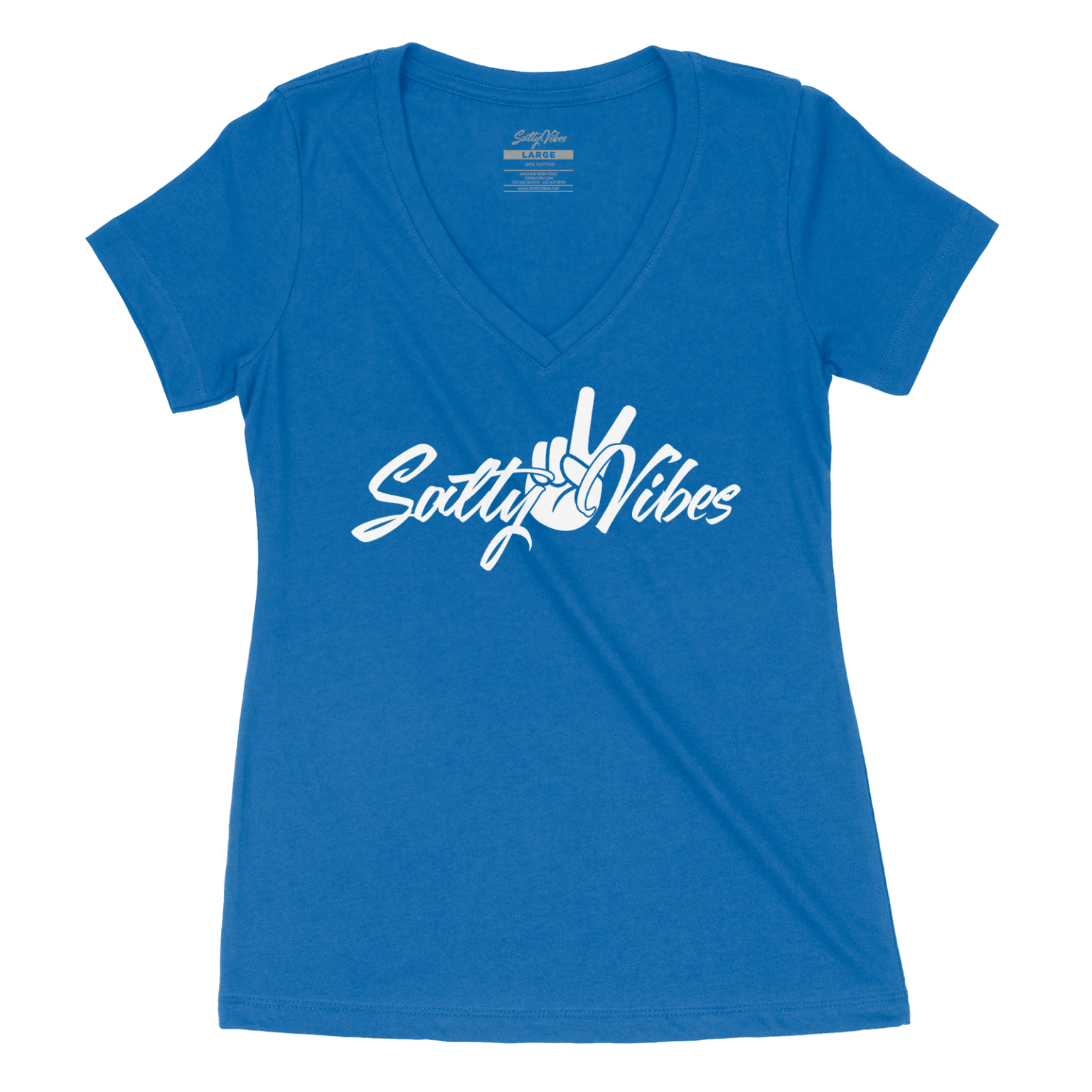 peace fingers womens vneck tshirt royal 1